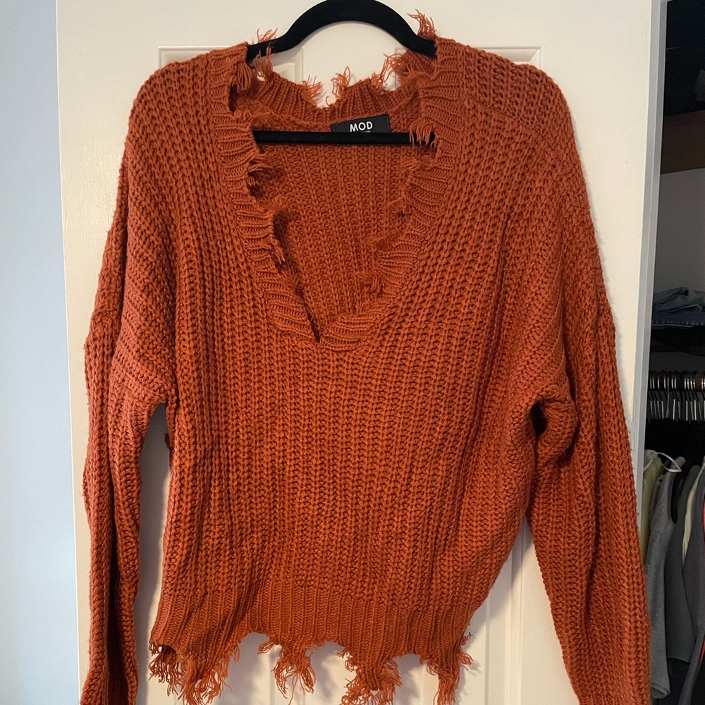 Boutique Orange Ruse Fringe Sweater